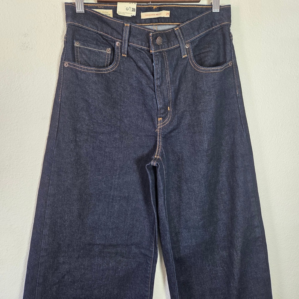 NWT Levis 726 High Rise Wide Leg Jeans Dark Wash Denim 29x32 - Picture 3 of 12